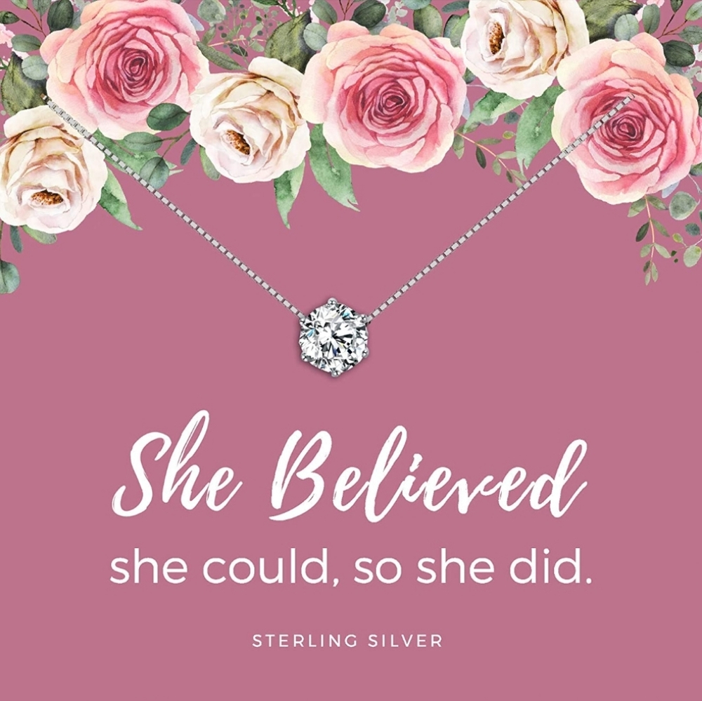KEDRIAN She Believed She Could So She Did Necklace, 925 Sterling Silver. NEW